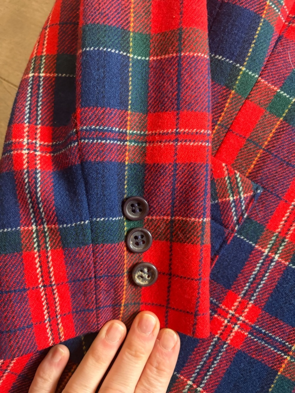 Pendleton Red & Navy Plaid Wool Sport Coat - Picture 5 of 9